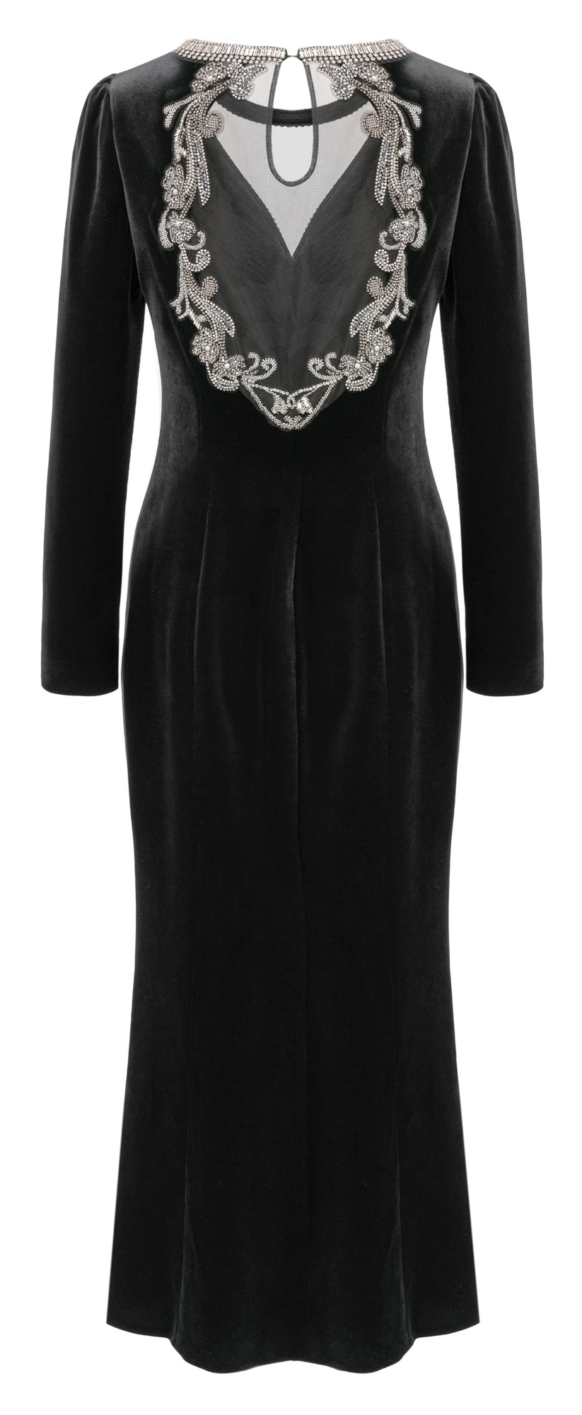 Elegant Fitted Velvet Evening Gown | Black