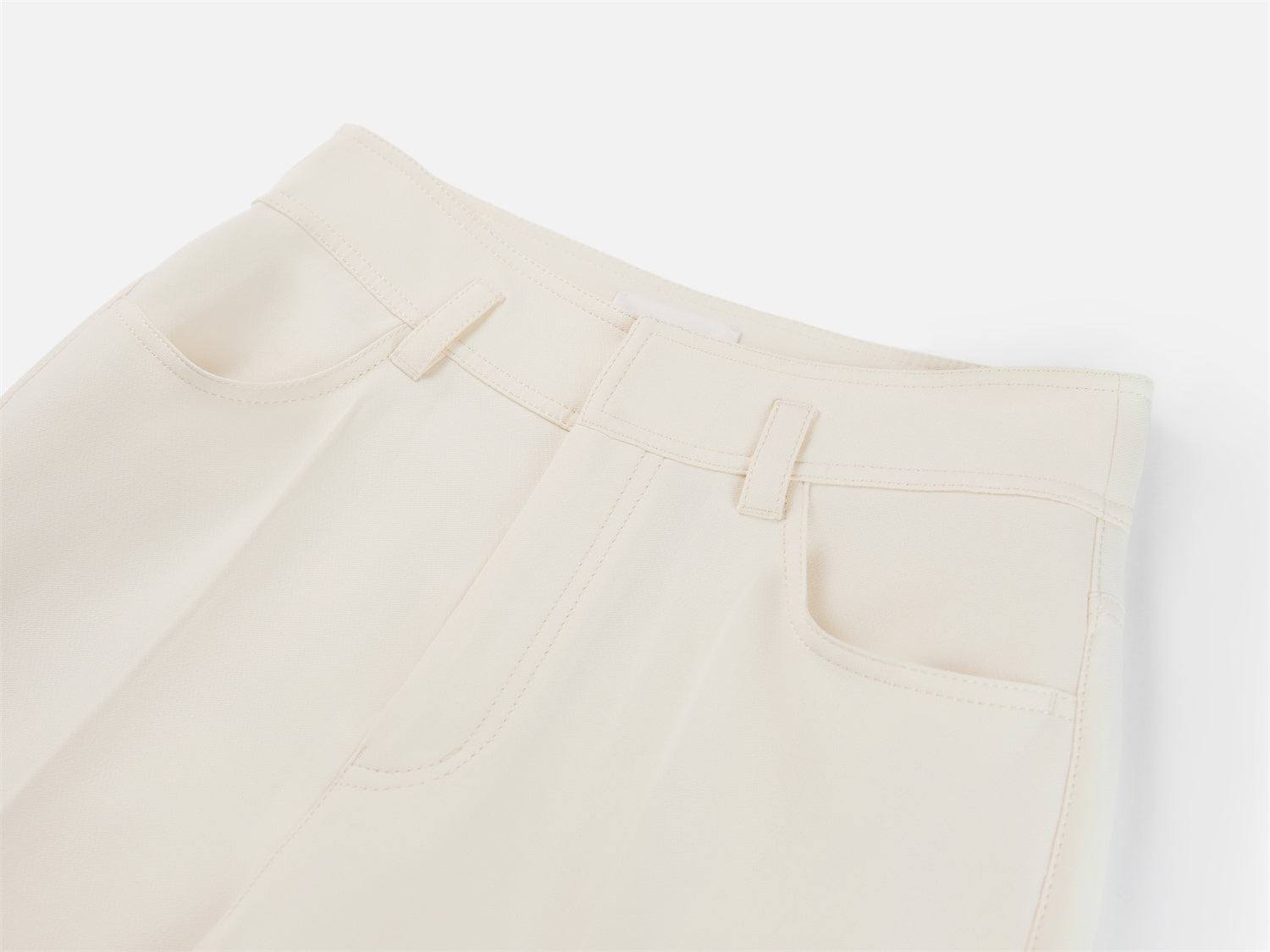Mulberry Silk Wool Straight Pants | Beige