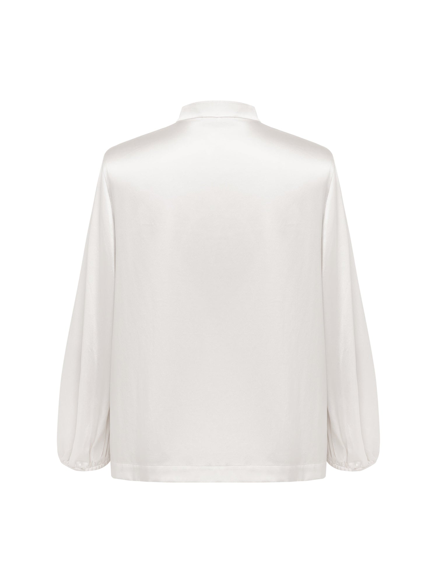 Neo-Chinese Silk Embroidered Stand Collar Shirt | White