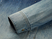 Rhinestone Embellished Denim Shirt | Navy