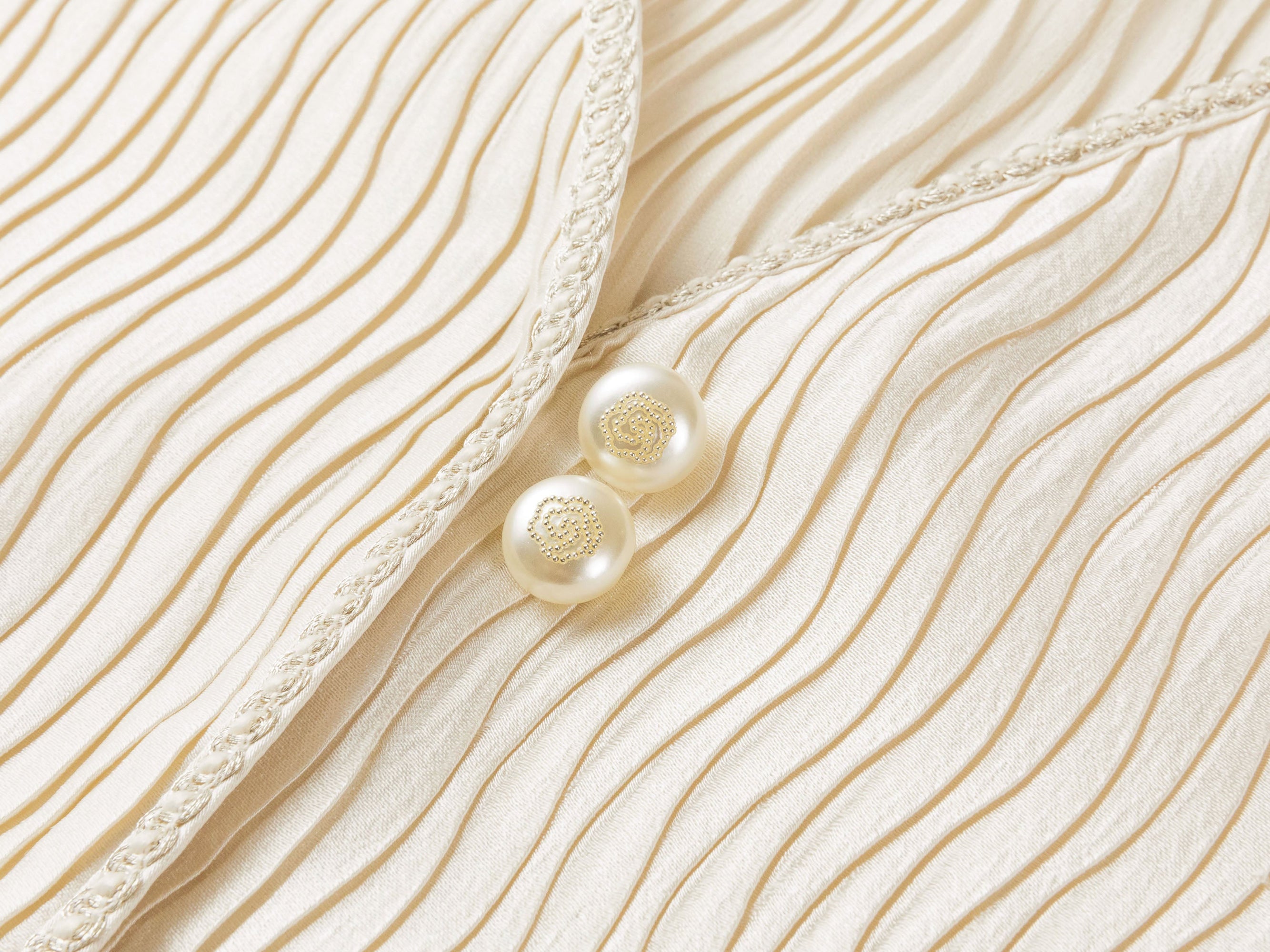 V-Neck Waist-Defining Shirt | Beige