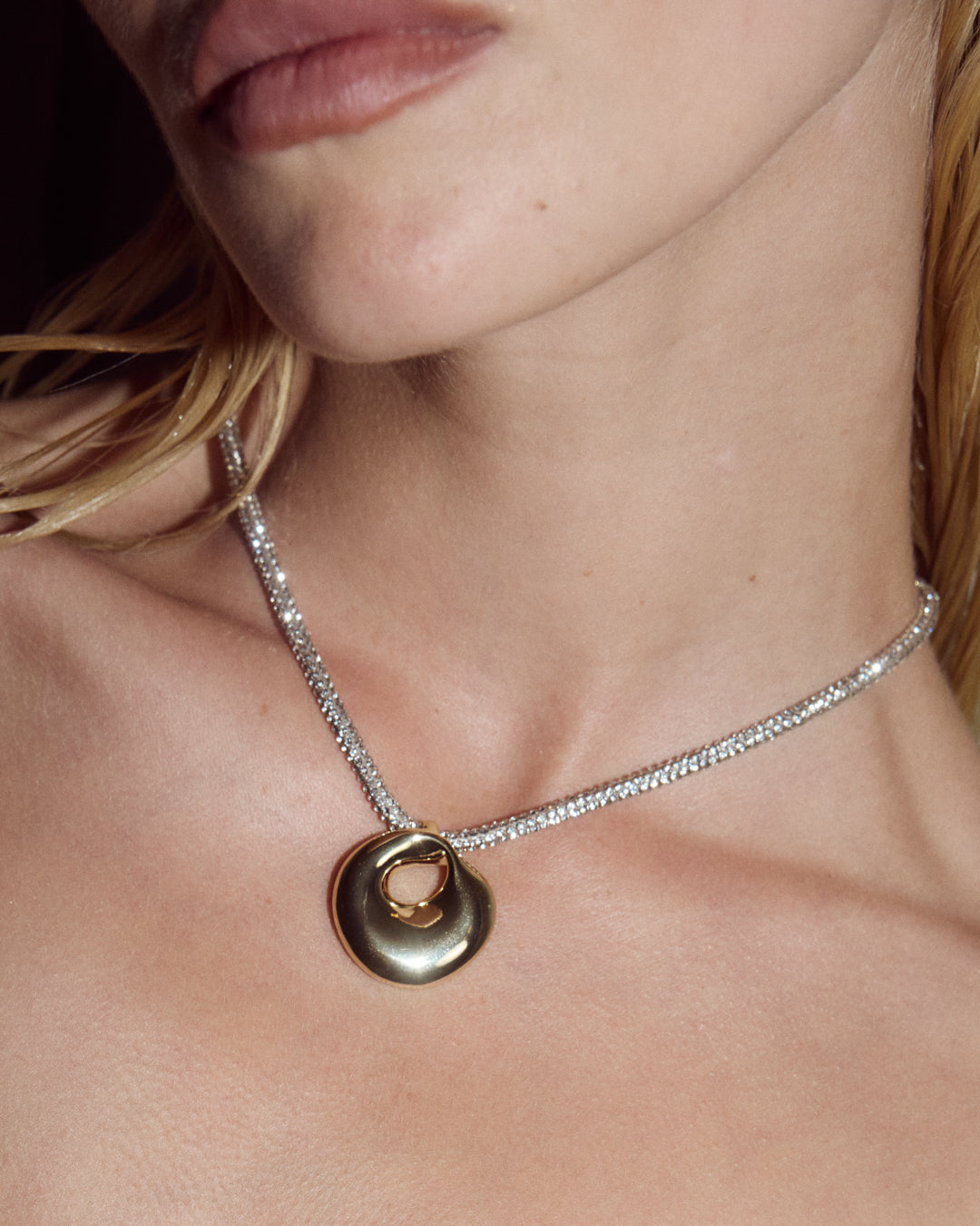 The Mercury Disc Sparkle Necklace | Silver