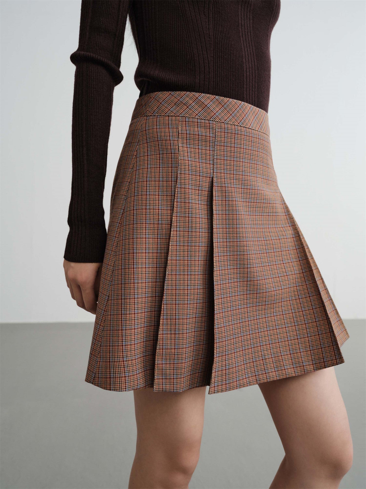 Plaid A-Line Skirt | Brown