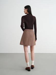Plaid A-Line Skirt | Brown