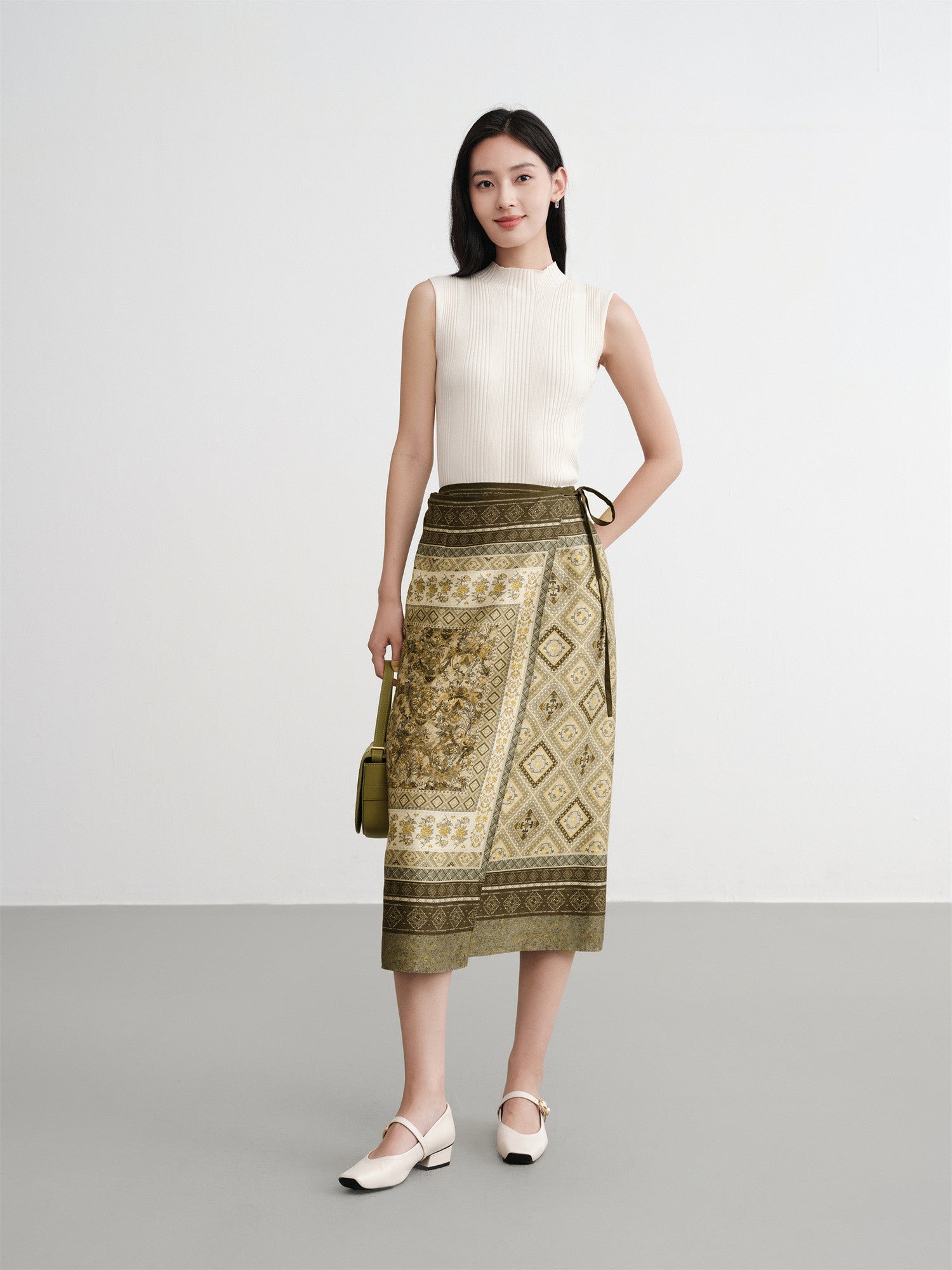 Mulberry Silk-Cotton Blend Skirt | Green