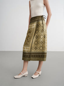 Mulberry Silk-Cotton Blend Skirt | Green