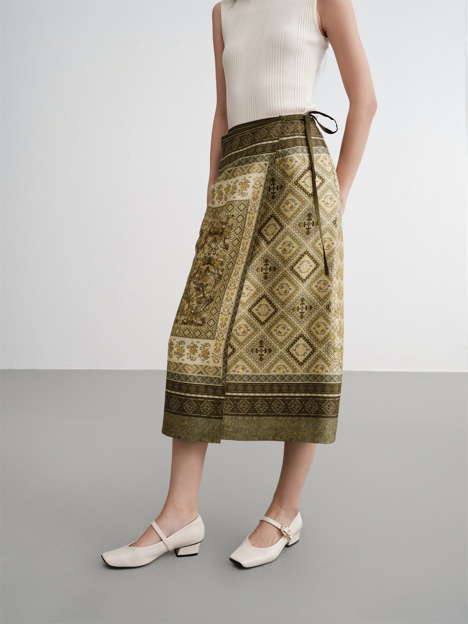 Mulberry Silk-Cotton Blend Skirt | Green