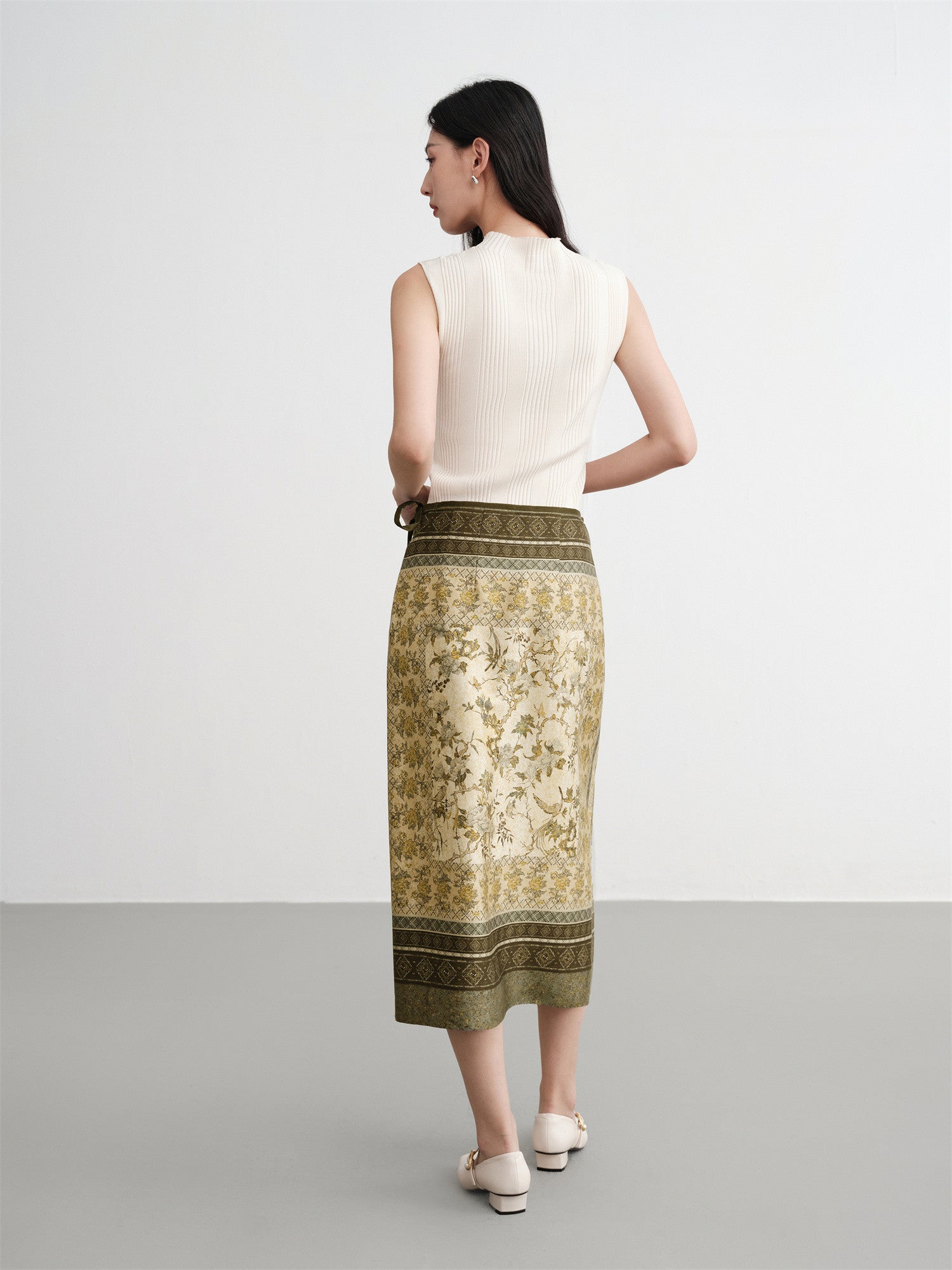 Mulberry Silk-Cotton Blend Skirt | Green