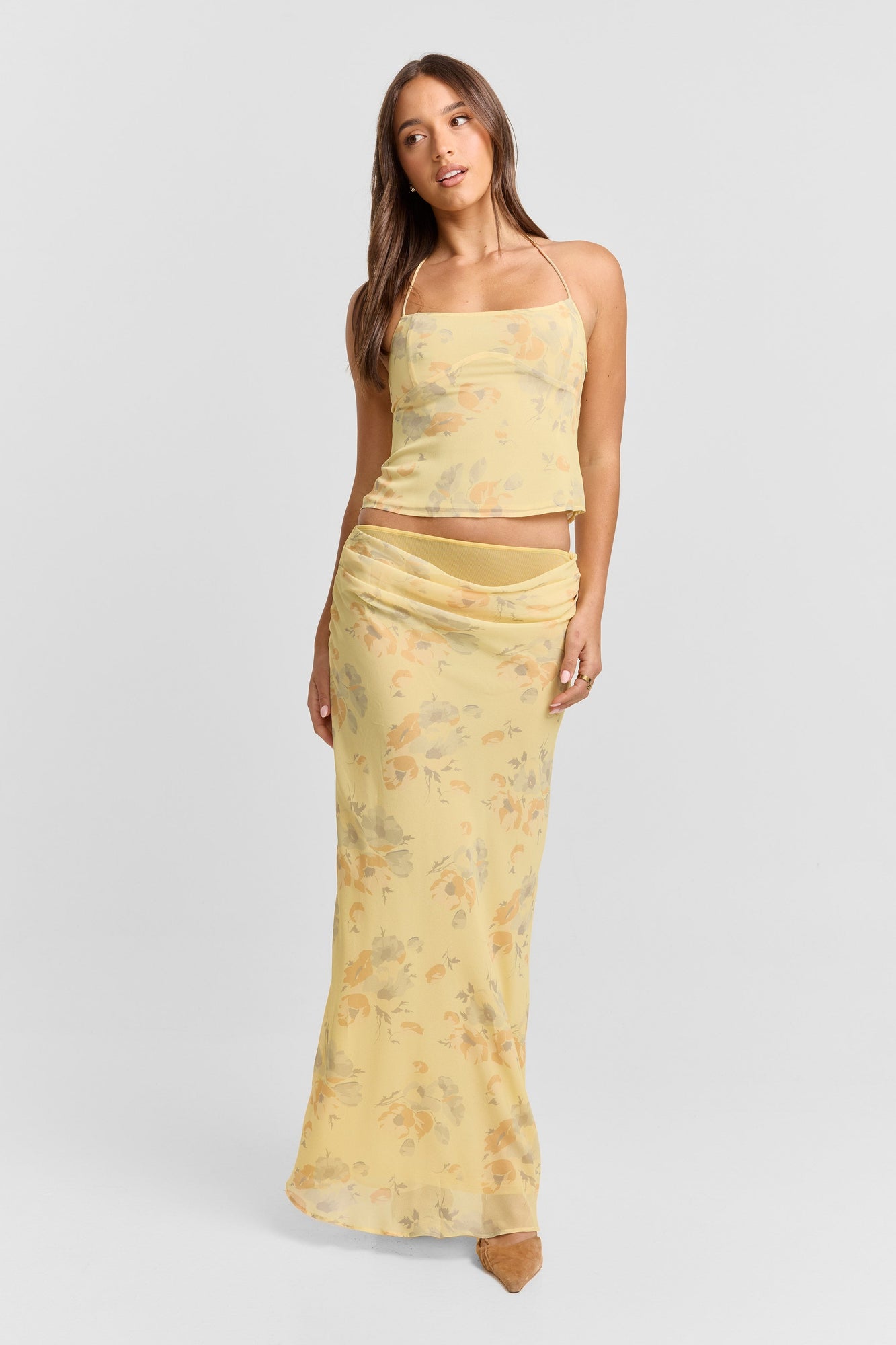 Juniper Maxi Skirt | Yellow Floral Print