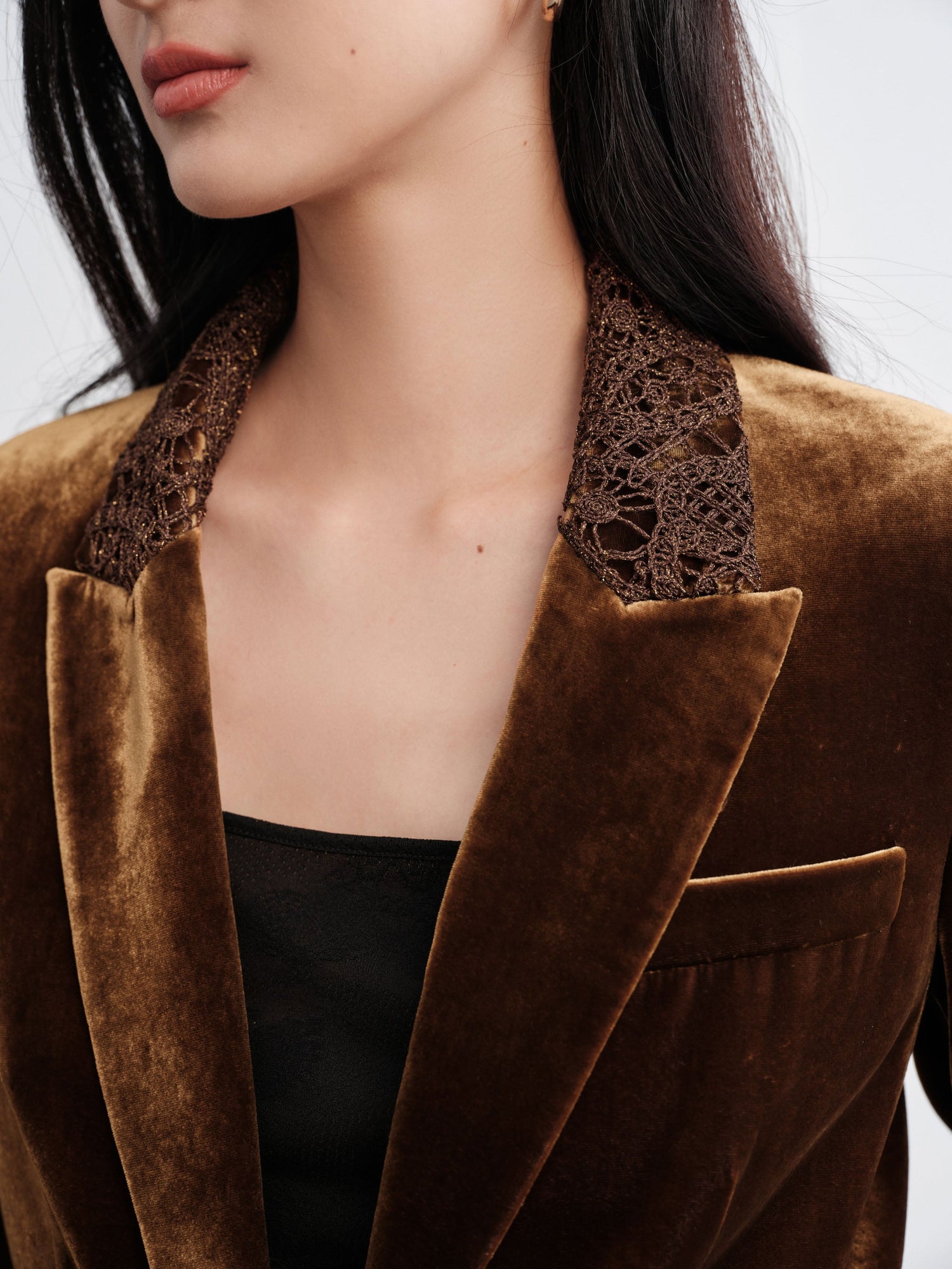 Silk-Blend Sophisticated Blazer Jacket | Brown