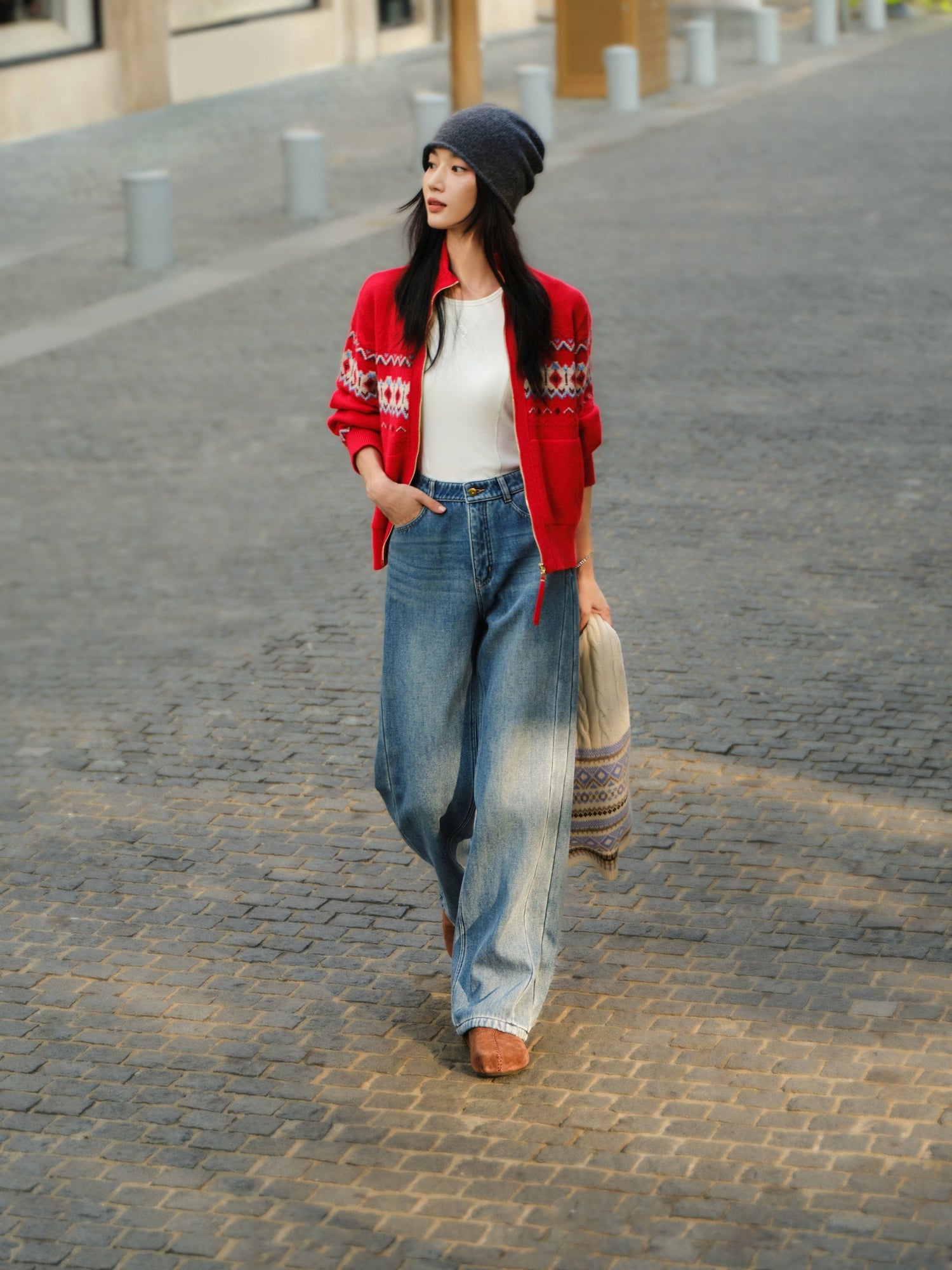 Wool Yak Wool Sweater | Red