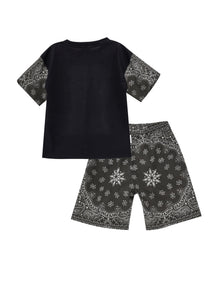 Boys | Two-Piece Paisley Poplin Suit | Anthracite Grey