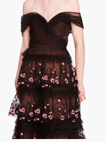 Tiered Terrarium Midi Dress | Black/Blush