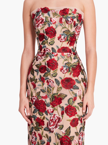 Roses Tulle Gown | Red/Nude
