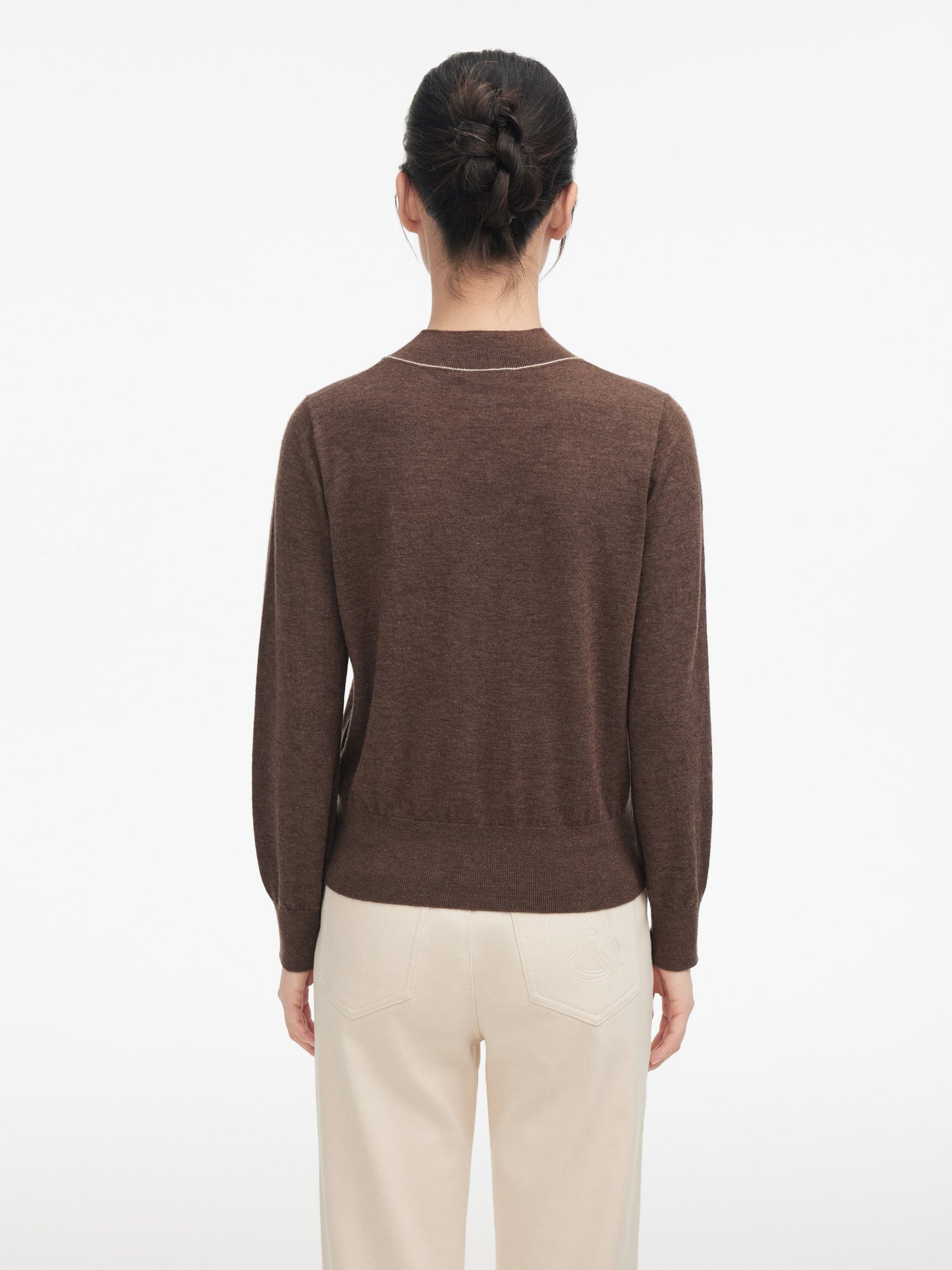 Jacquard Yak Wool Sweater | Brown