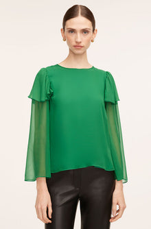 Ruffle Silk Chiffon Blouse | Jade