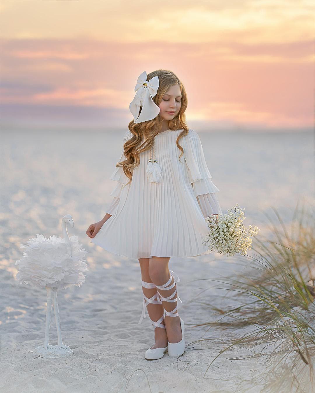Baby Girls | Sienna Pleated Dress | White