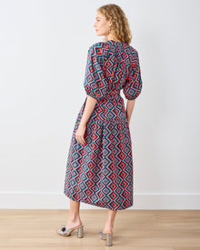 Kaleidoscope Diamond - Caroline Dress - Navy/Red - Printfresh