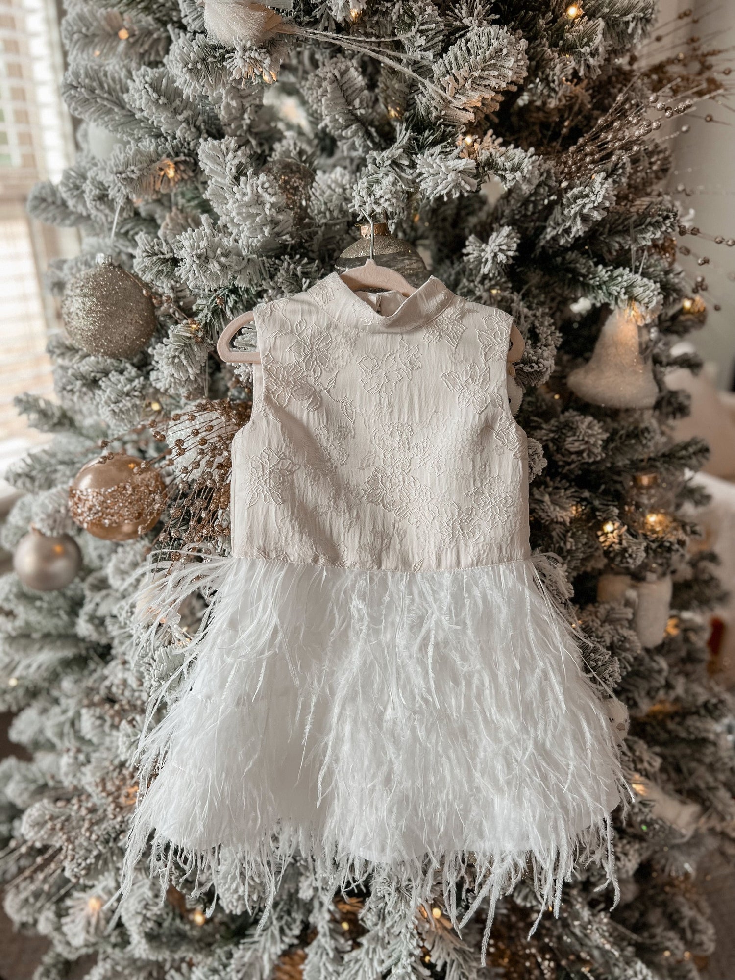 Baby Girls | Eliza Feather Dress | Ivory