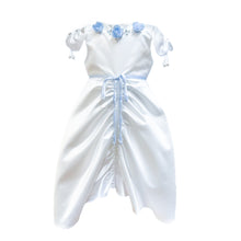 Baby Girls | Daphne Satin Dress with Embroidery | White & Blue