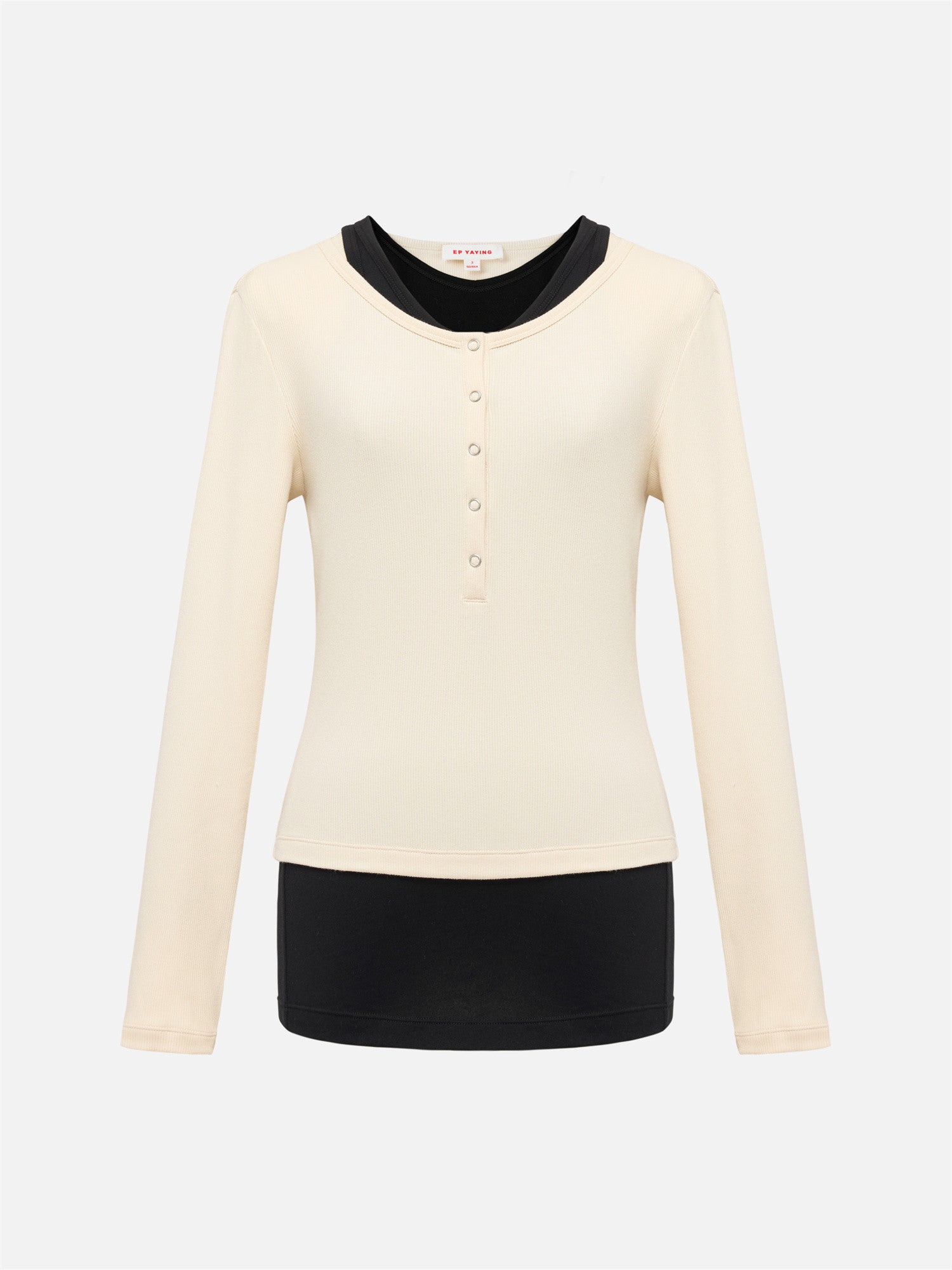 Slim-Fit Knit Base Layer Top | Beige/Black