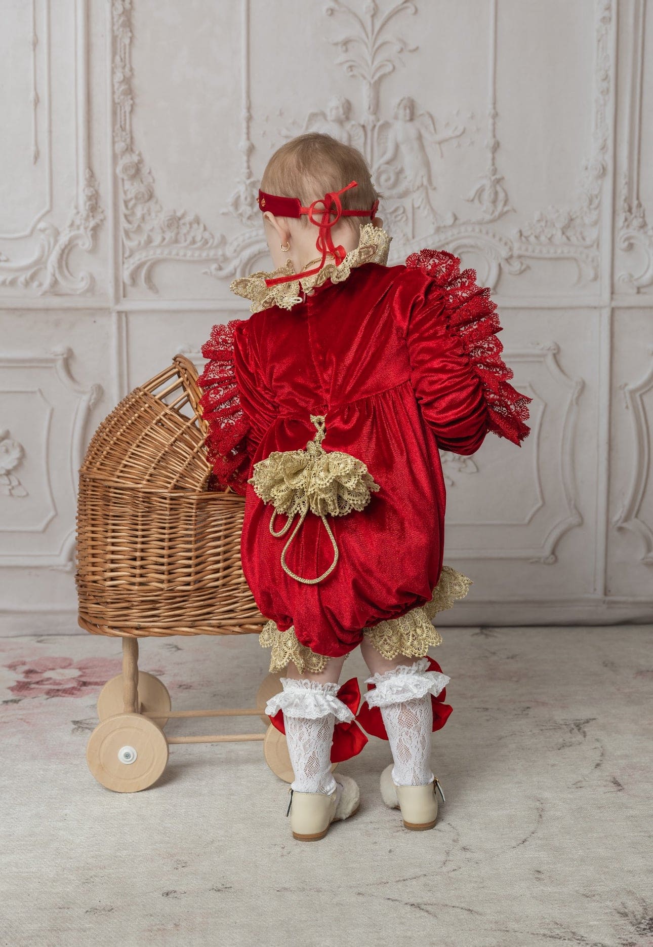 Baby Girls | Victoria Velvet Romper | Red
