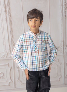 Boys | Charlie Checkered Mandarin Collar Shirt | Multi
