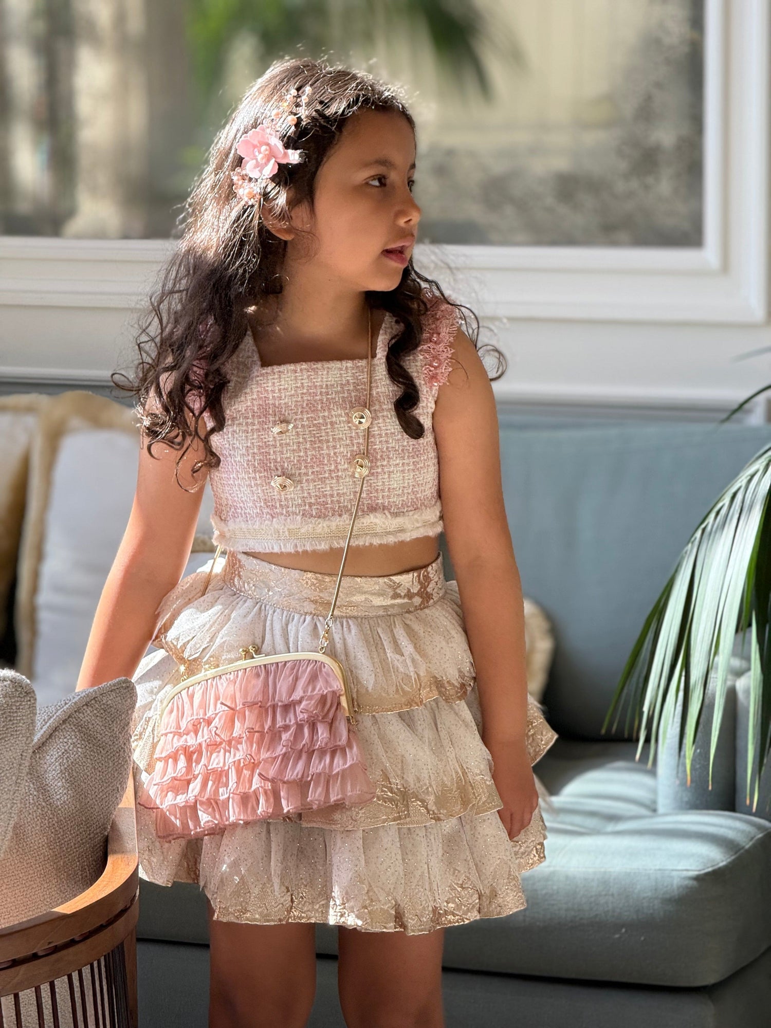 Baby Girls | Charlie Jacquard Glitter Skirt | Gold