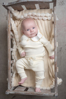 Organic Cotton Knit Pom Pom Blanket | Oatmeal