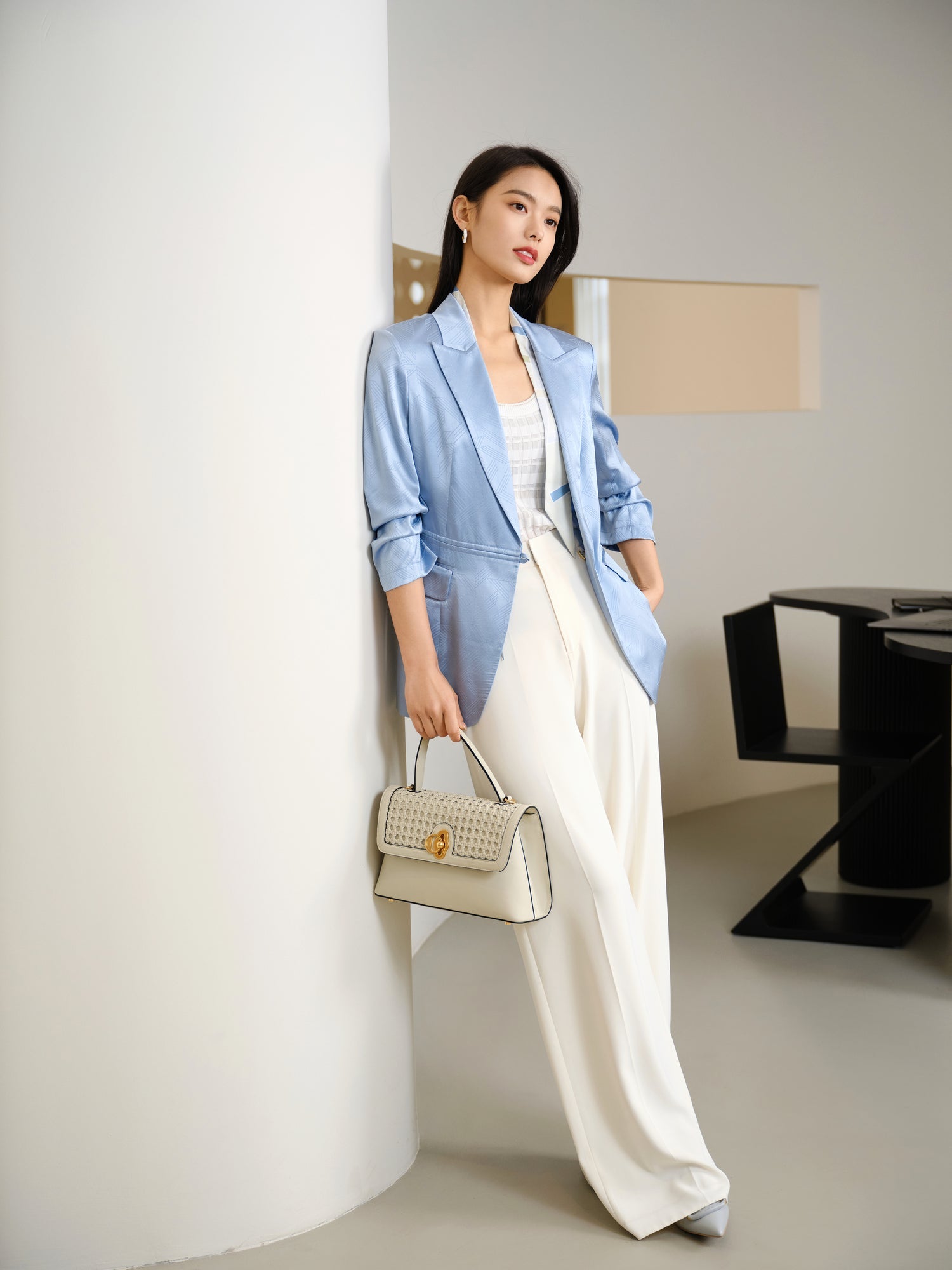 Silk Blazer | Blue