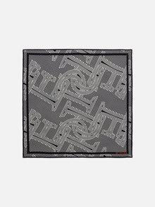 Silk Letter Print Scarf | Black/White