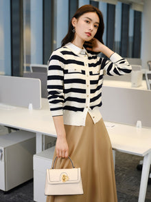 Merino Wool Knitted Cardigan | Navy