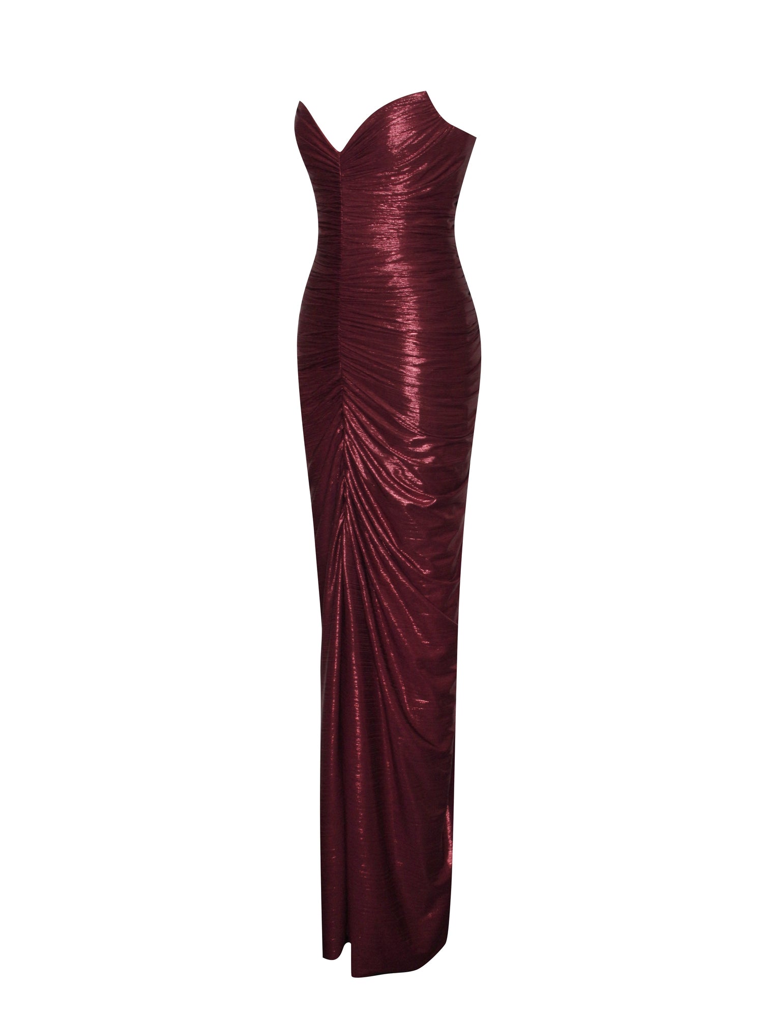 Sable Ruched Glitter Mermaid Gown | Burgundy