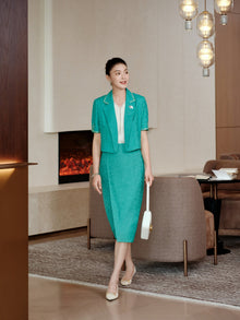 Jacquard Suit Jacket with Subtle Patterns | Green