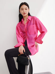 Loose Straight Large Version Shirt | Rose Red