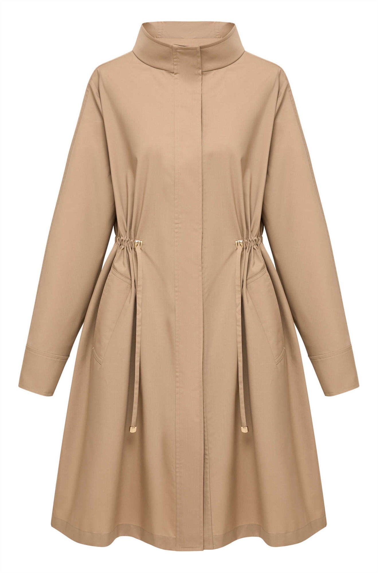 Silk Wool Trench Coat | Khaki