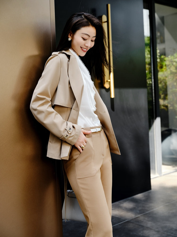 Woolen Trench Coat | Khaki