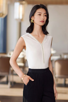 Silk Inner Sleeveless Top | White