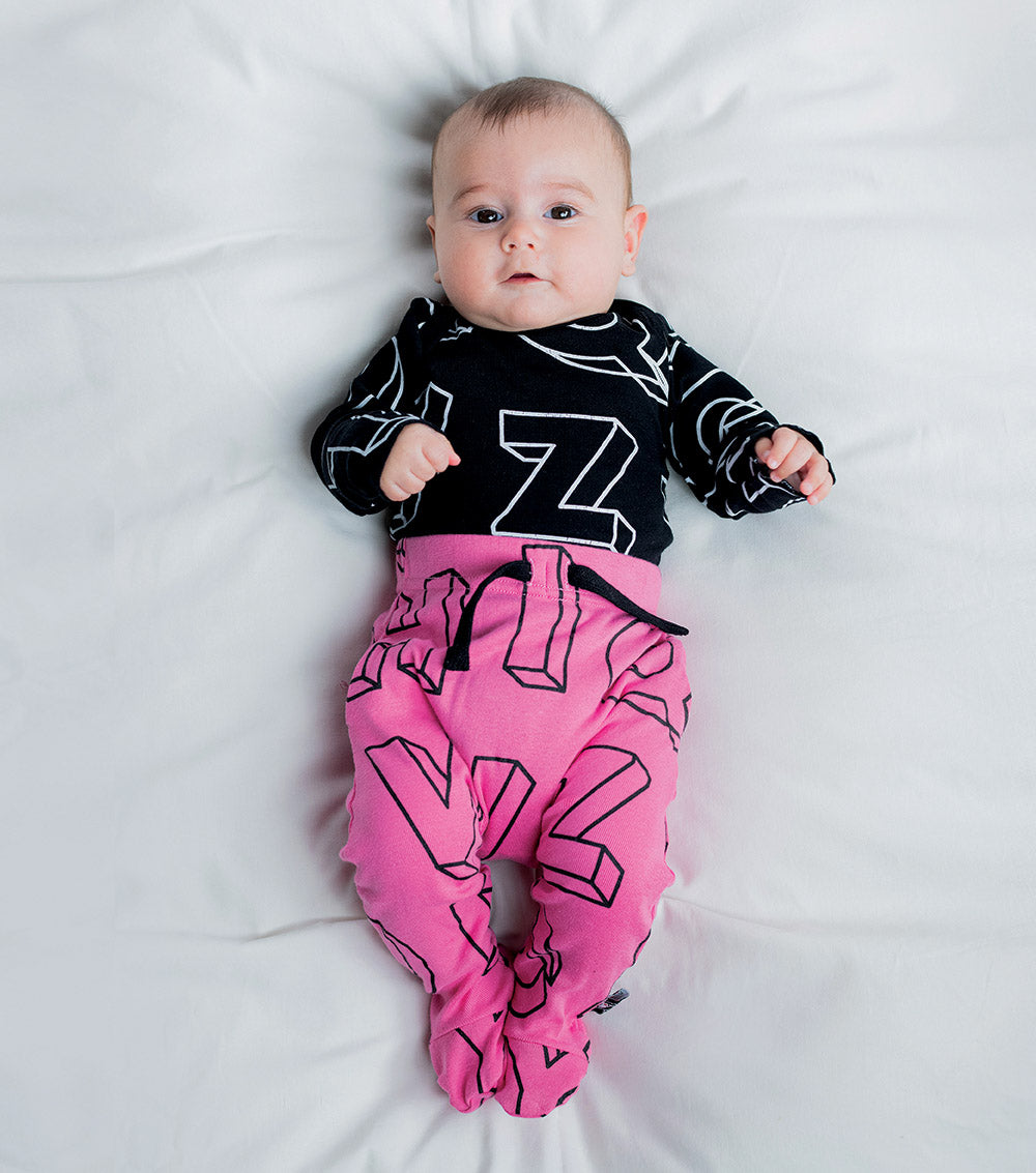 Newborn | A-Z Footed Baggy Pants | Black
