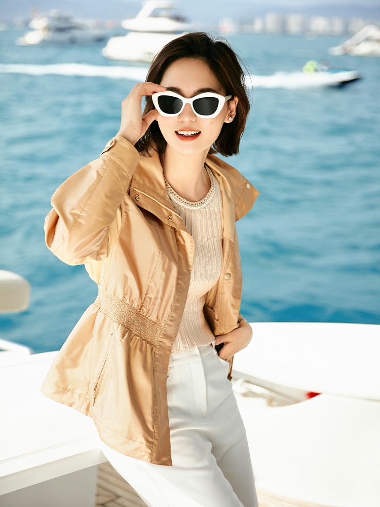Hooded Waist Belt Coat | Khaki