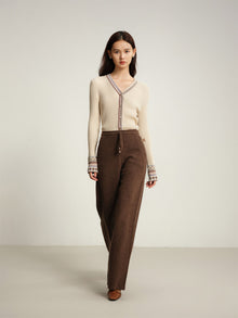 Wide-Leg Knitted Pants | Brown