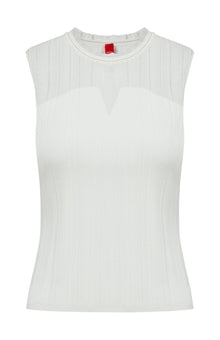 Mulberry Silk Sleeveless Knit Cardigan | White