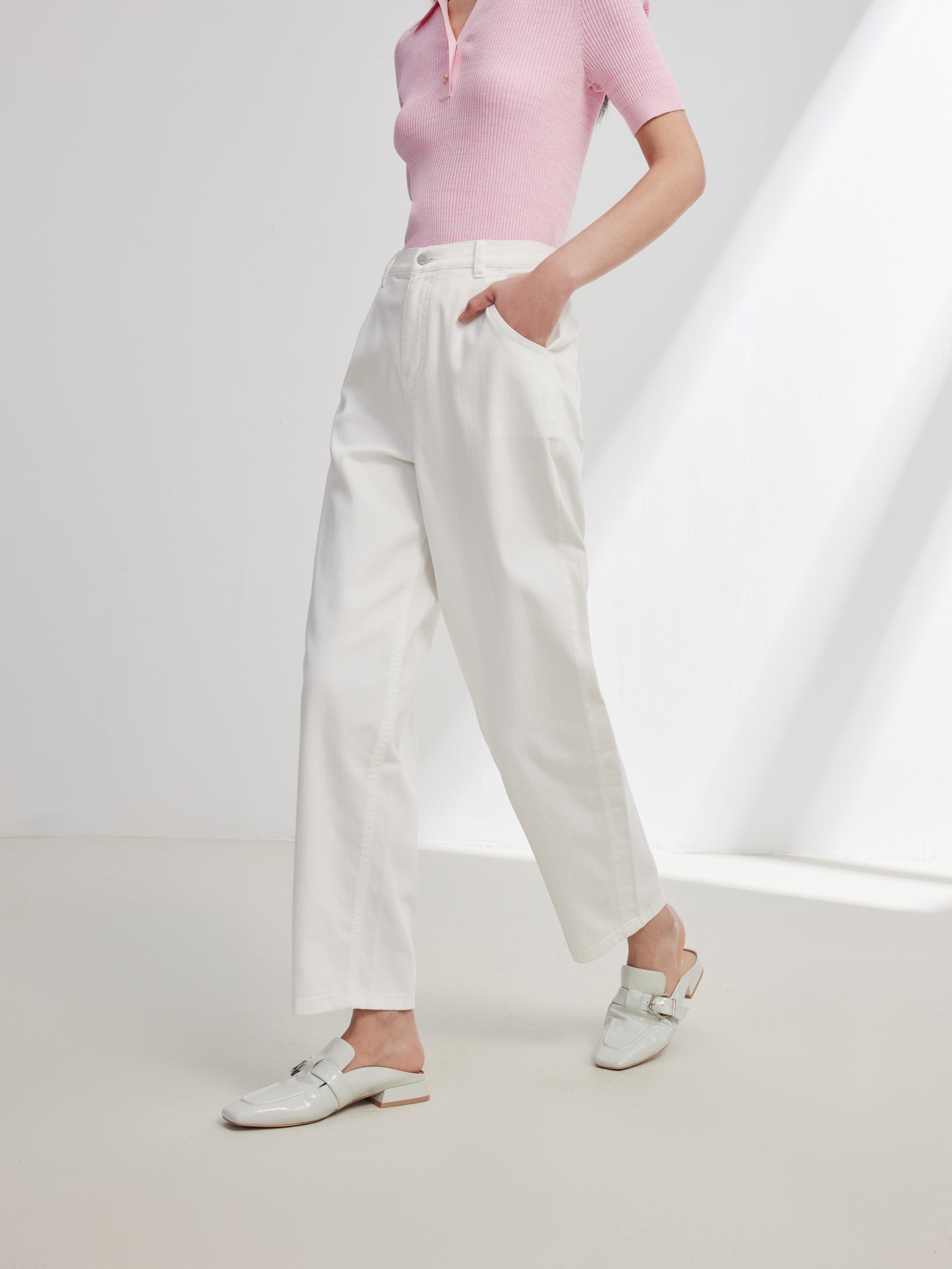 Tencel Cotton Denim Jeans | White