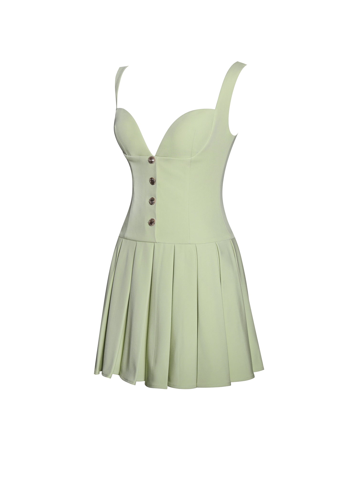 Tala Sleeveless Pleated Preppy Mini Dress | Pistachio Green