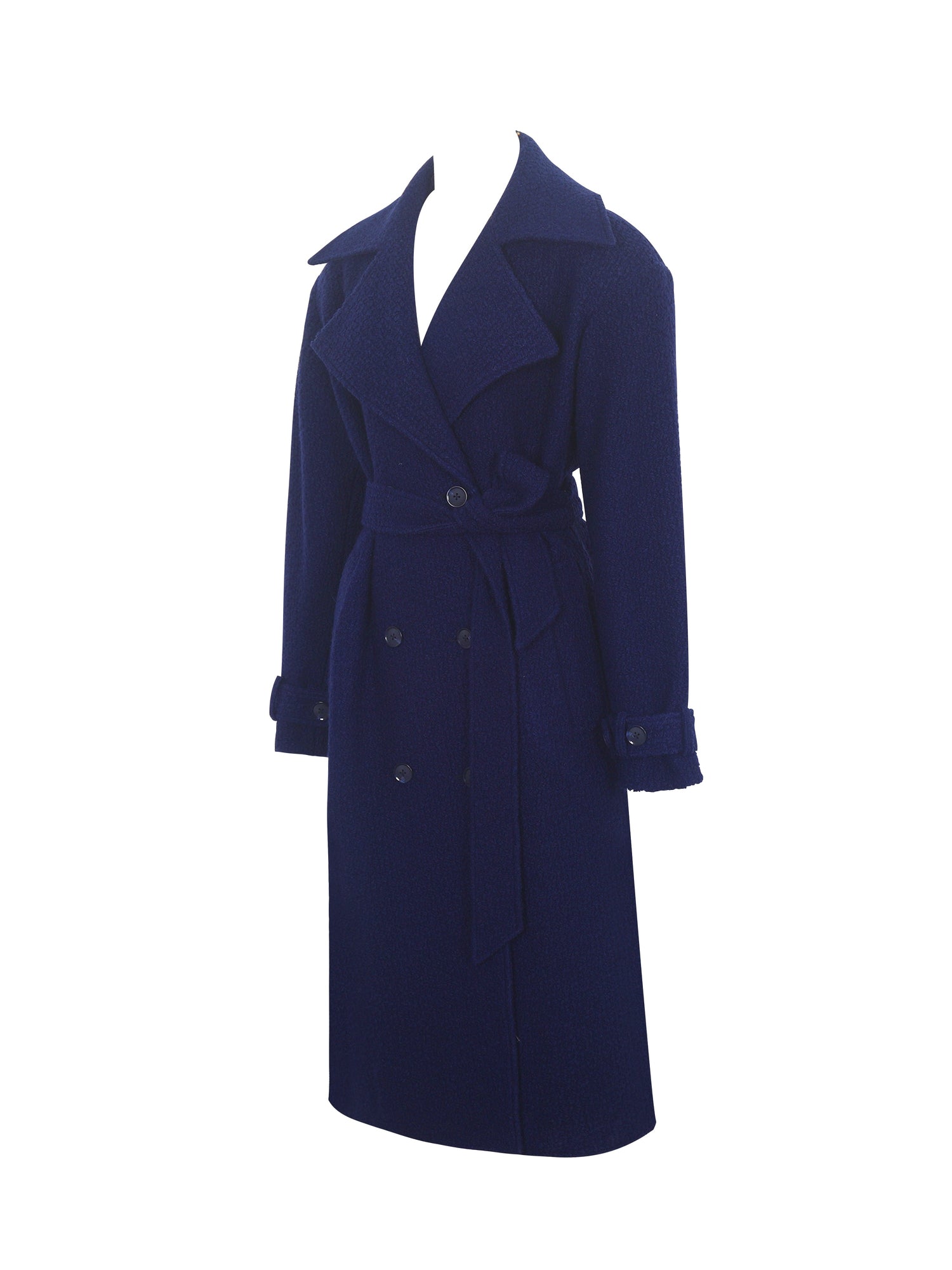 Jaelyn Wool Blend Double-Breasted Belted Coat | Midnight Blue