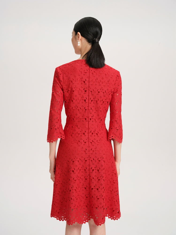 Embroidered Dress | Red