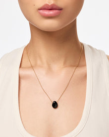 Mini Pebble Necklace | 14K Gold on Brass | Black Onyx