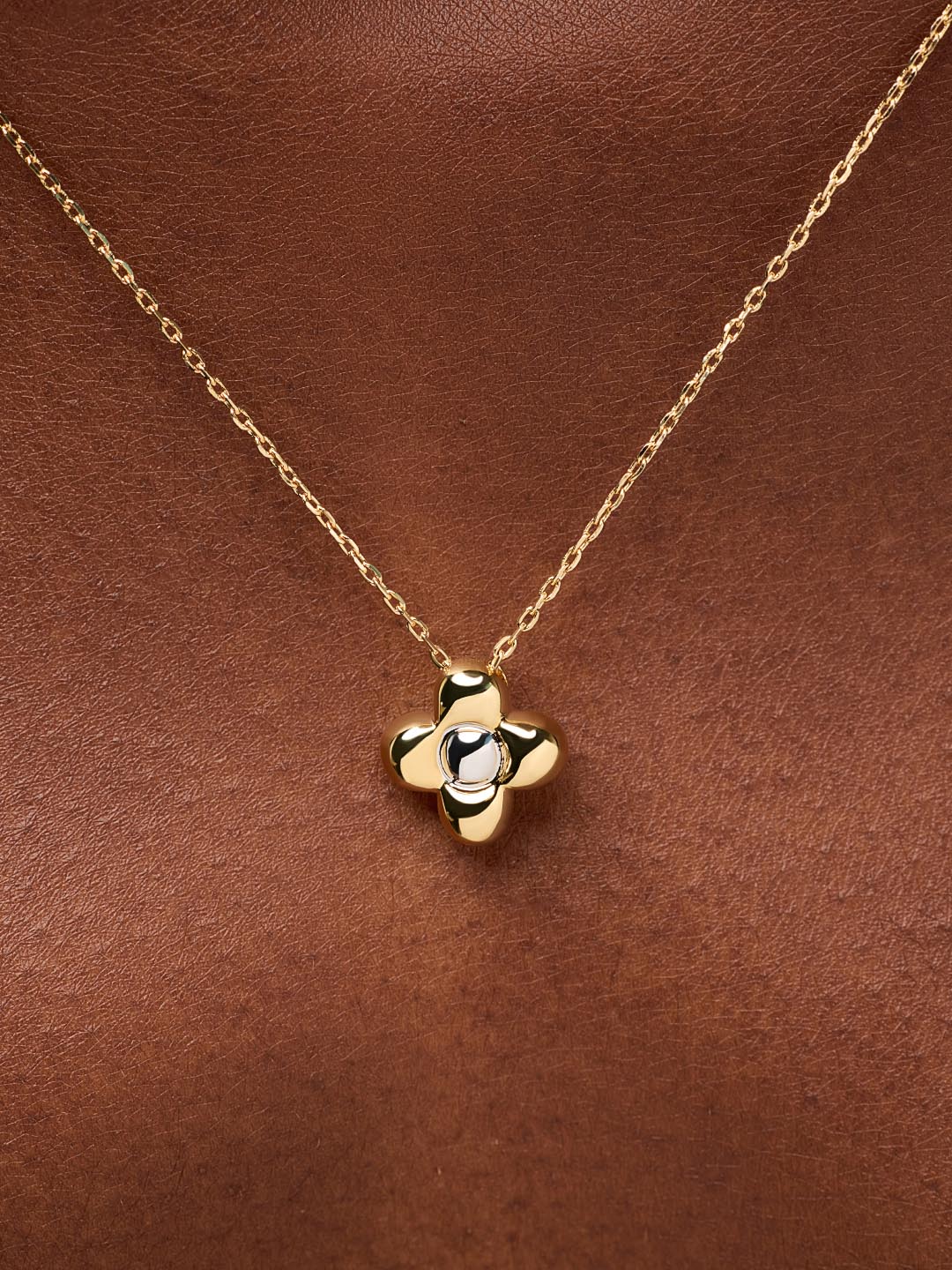 Liora Mini Flower Pendant Necklace | 14K Gold on Brass/Rhodium on Brass