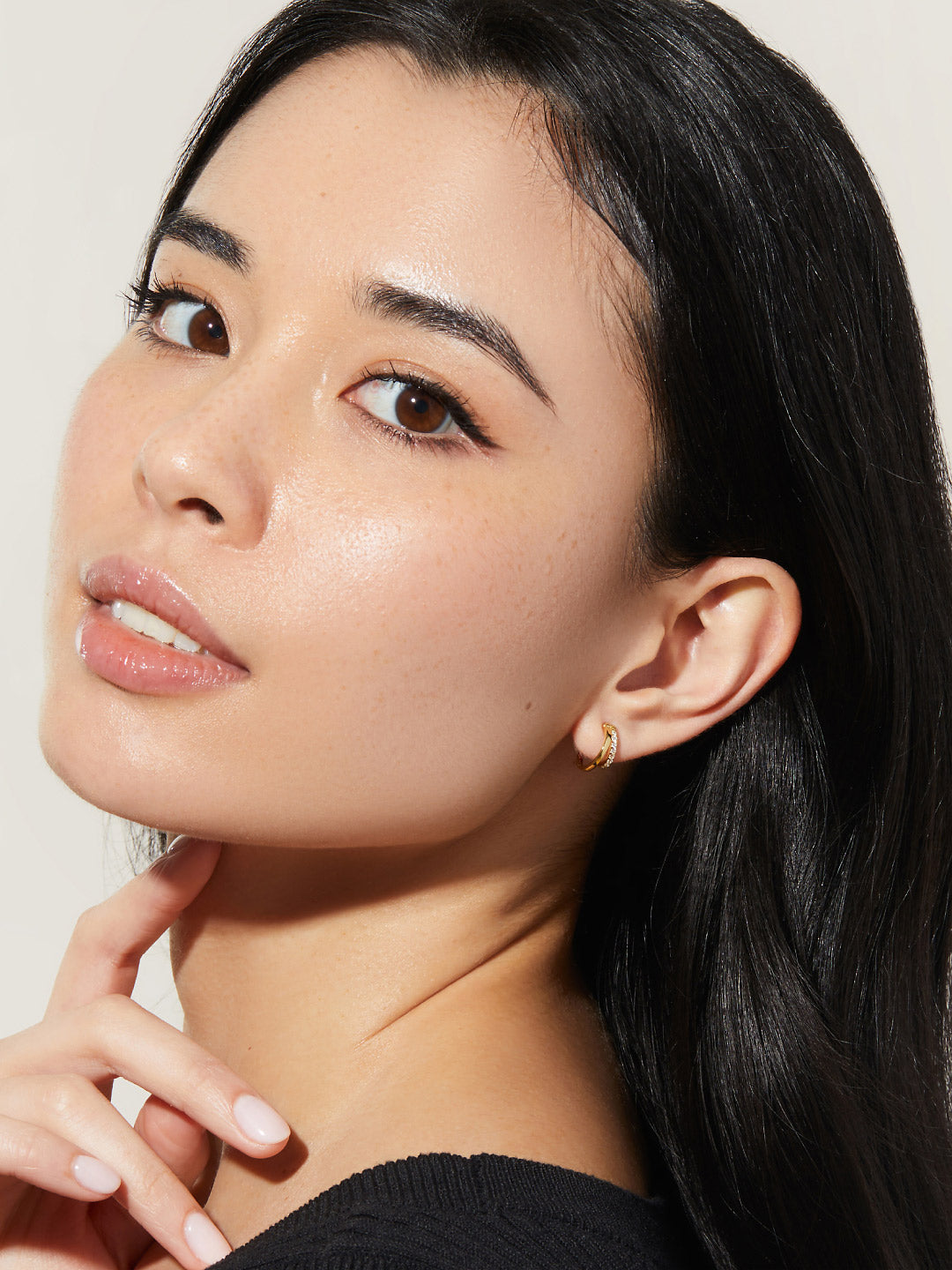 Toda Mini Huggie Hoop Earrings | 14K Gold on Sterling Silver | Cubic Zirconia