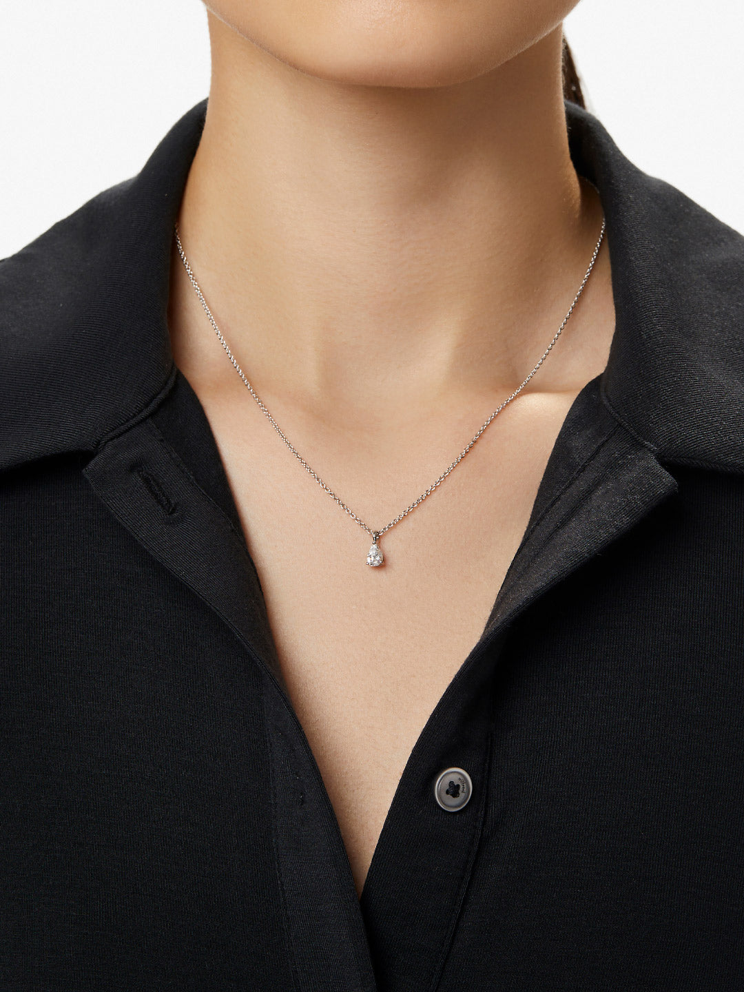 Elise Delicate Solitaire Pendant | Rhodium on Sterling Silver | Cubic Zirconia